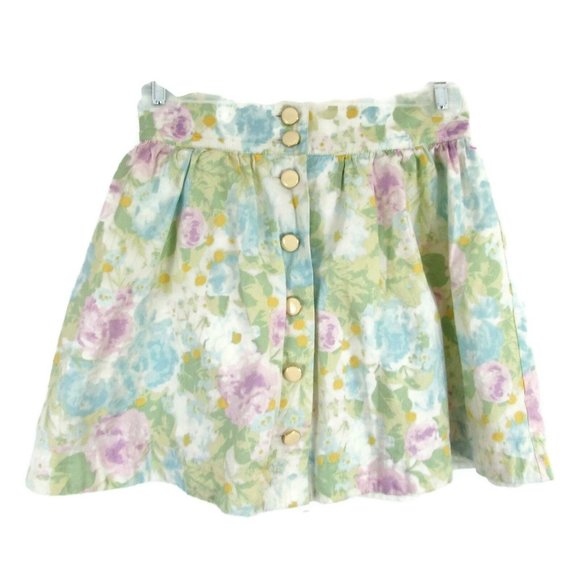 Divided HM Women's Mini Skirt Size 4 Lined Floral Buttons #731 - Picture 1 of 5